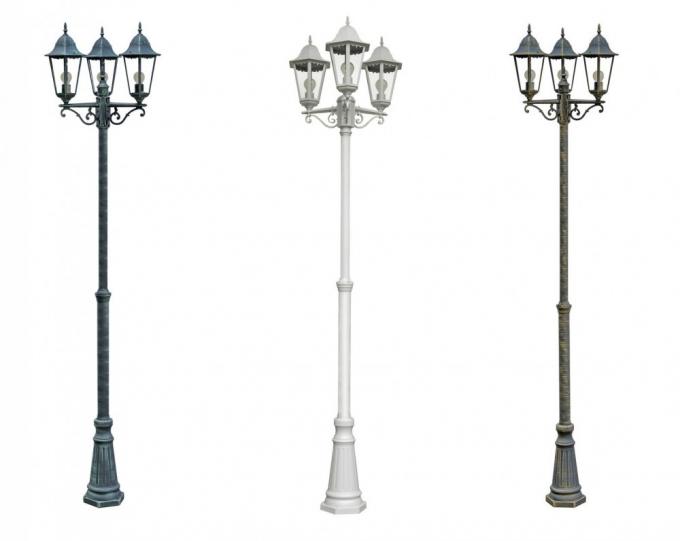 Antique Cast Iron Street Light Post Paris Triple Head Tall Post In