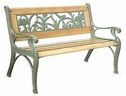 Cast Ornamental Iron Parts Outdoor Garden Furniture Antique Wooden Park Bench