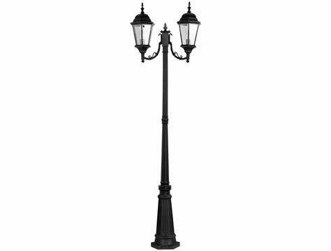 Outdoor Curved Decorative Light Poles Two Head Cast Iron Black Classic Shape