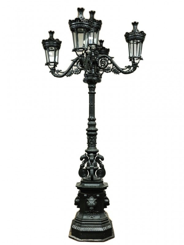 Sand Cast Iron Light Pole 5 Lamp Post Ornaments Outdoor Decorative