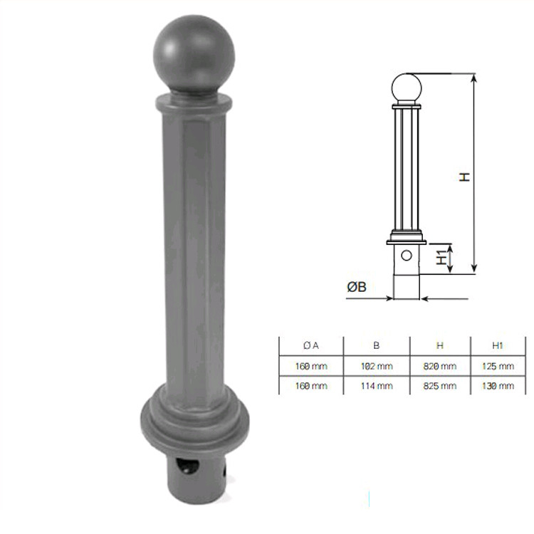Powder Coating Street Removable Security Bollards 24KGS Weight ISO9001