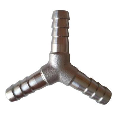 Stainless Steel 304 Y-Type Barb Tee Fitting with Customized Size and Investment Casting for Three-Way Hose Connector