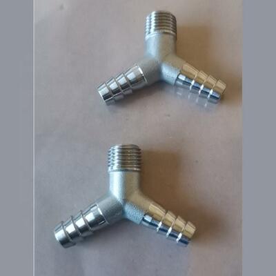 Stainless Steel 304 Y-Type Barb Tee Fitting with Customized Size and Investment Casting for Three-Way Hose Connector